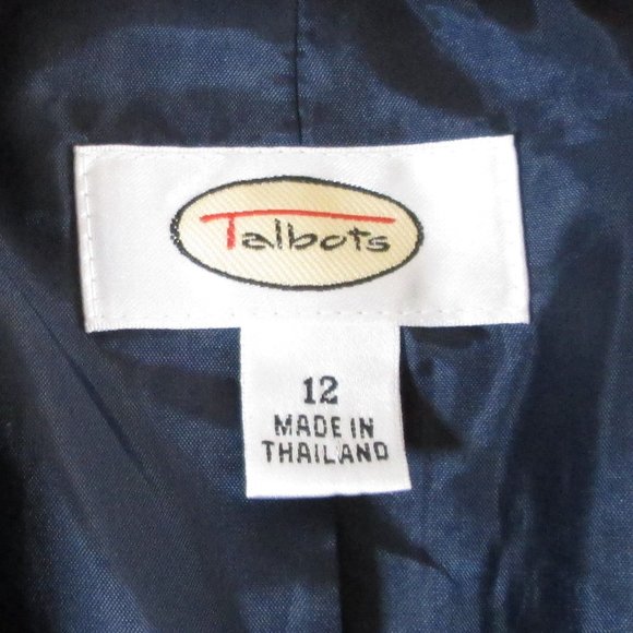 Talbots Womens Navy Blue and White Tweed Blazer with Fringe Size 12 Pre-… - Picture 5 of 6